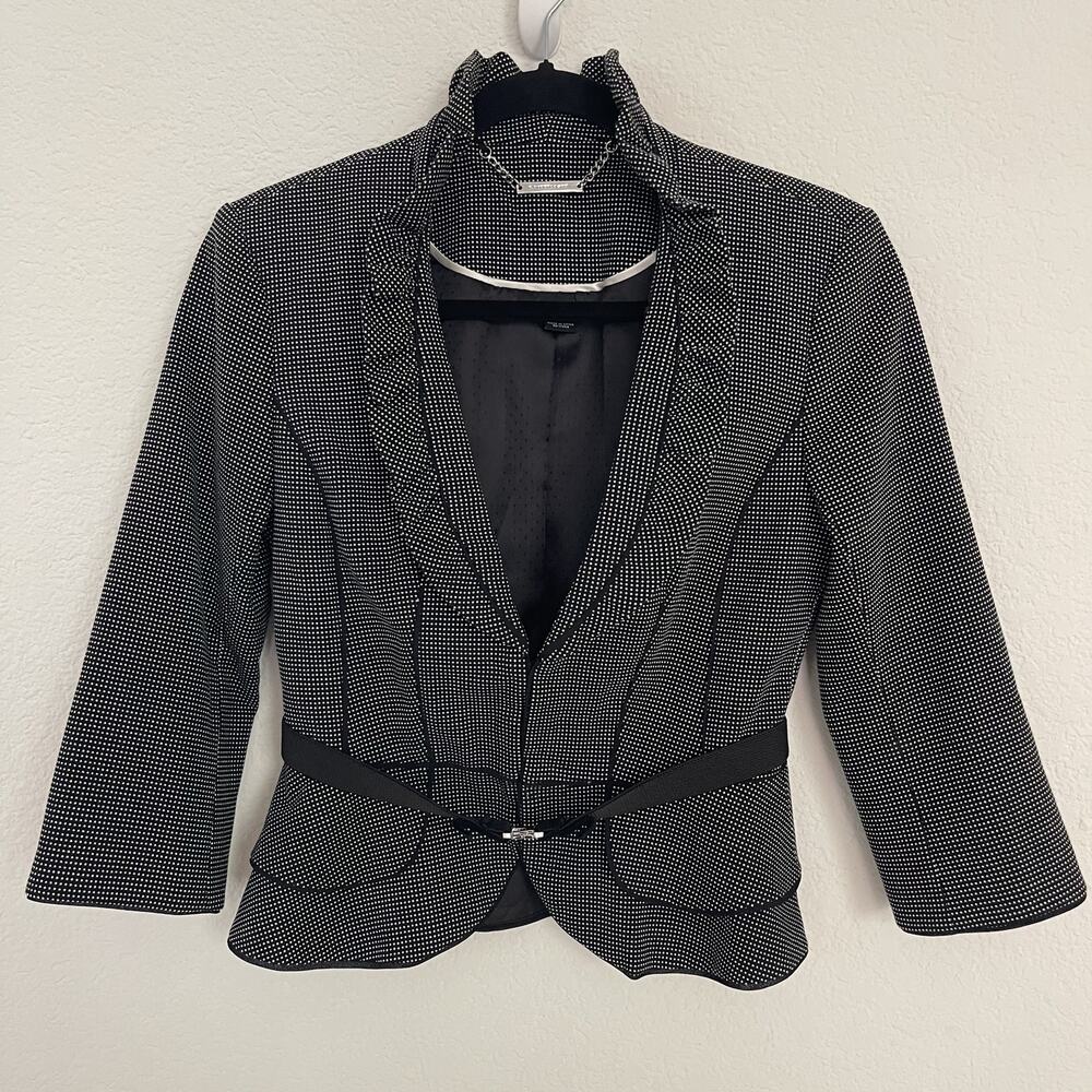 White House Black Market Blazer Polka Dot Tailored 3/4 Cropped Sleeve Size S
